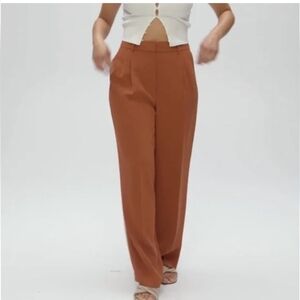 Aritzia Wilfred wool pleated wide leg pants brown 4